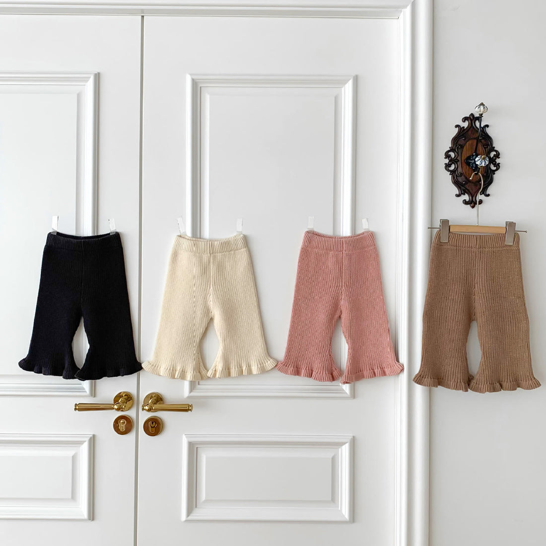 Baby Knitted Solid Color Bell-bottomed Pants