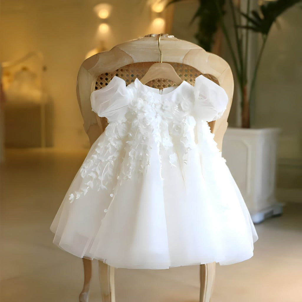 All White Tulle Flower Girl Dress with Ribbon Bow All White Tulle Flower Girl Dress with Ribbon Bow