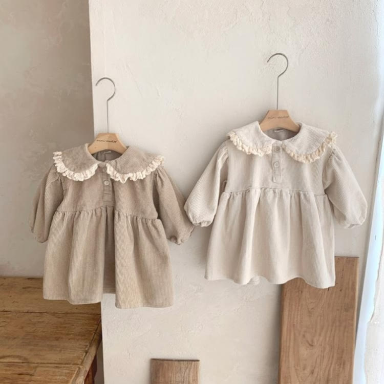 Baby Girl Peter Pan Collar Corduroy Dress