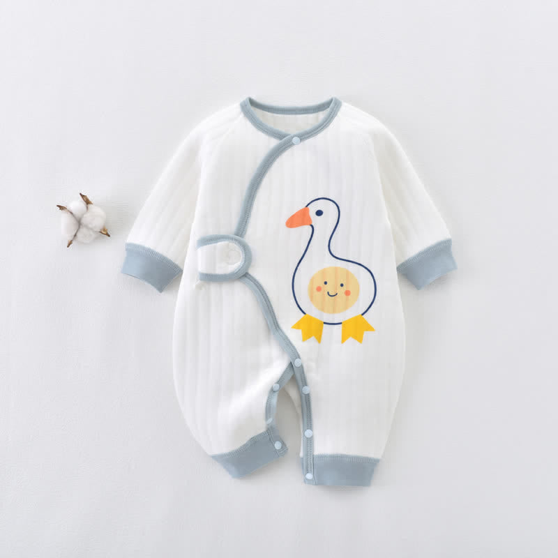 Baby Duck Smile Velcro Kimono Romper