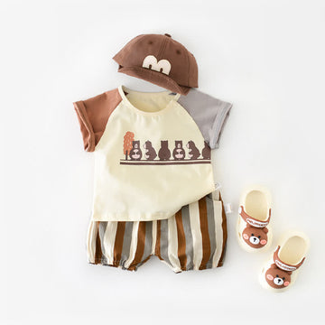 Baby 2-Piece Contrast Sleeves Bear Set