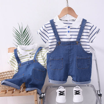 Toddler 2-Piece Lovely Striped Denim Set