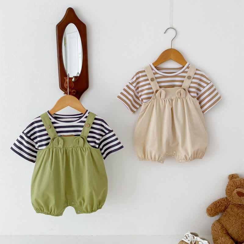Baby Solid Color Bear Lovely Overalls