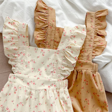 Baby Girl Flower Ruffled Lovely Overalls