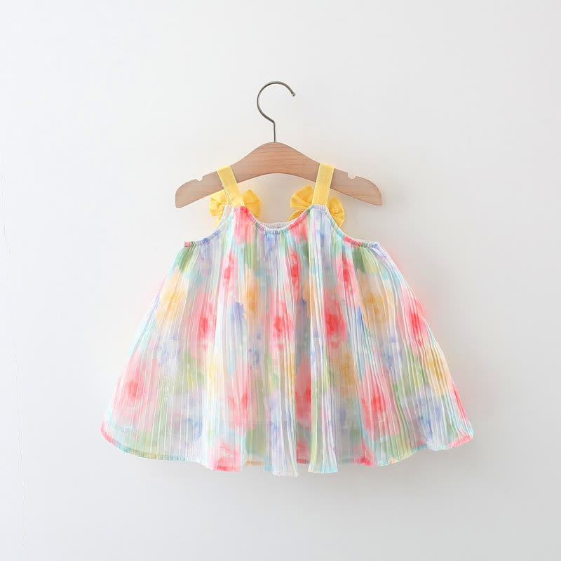 Baby Bow-knot Strap Floral Ruffle Dress