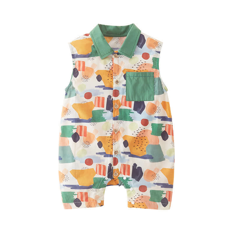 Baby Polo Sleeveless Graffiti Romper