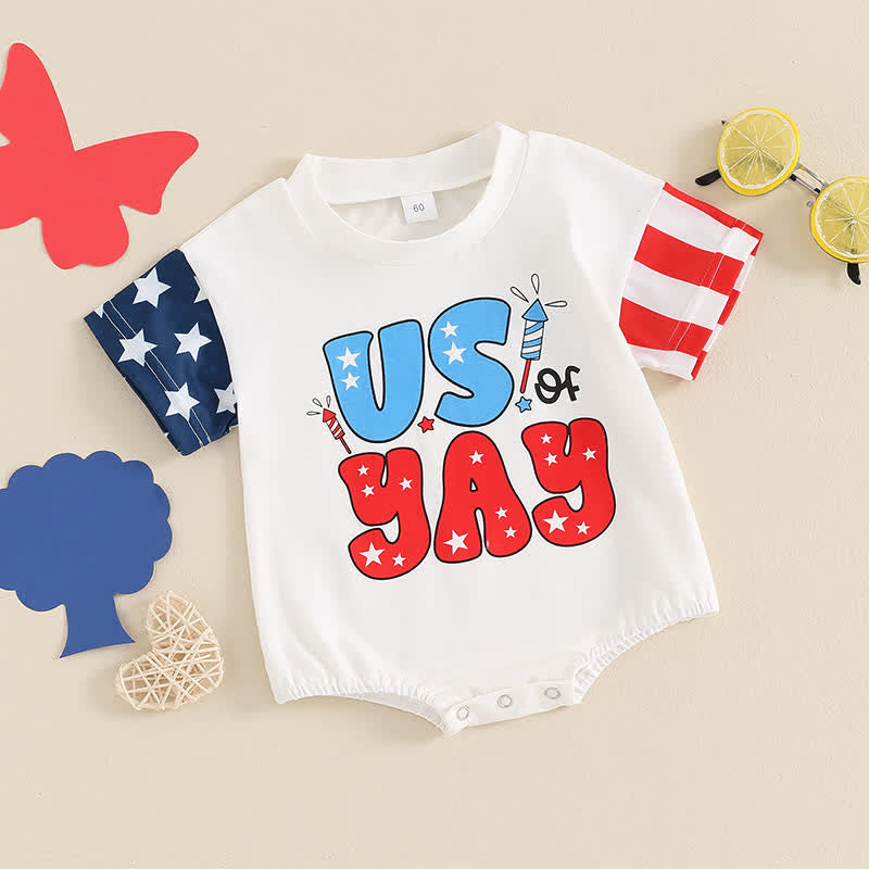 US OF YAY Baby White Bodysuit
