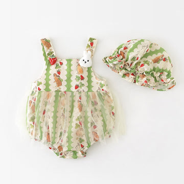 Baby Bunny Strawberry Bodysuit with Hat
