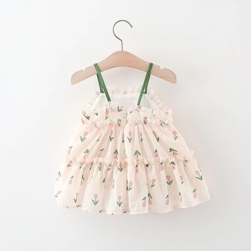 Baby Lily Flower Suspenders Sweet Dress