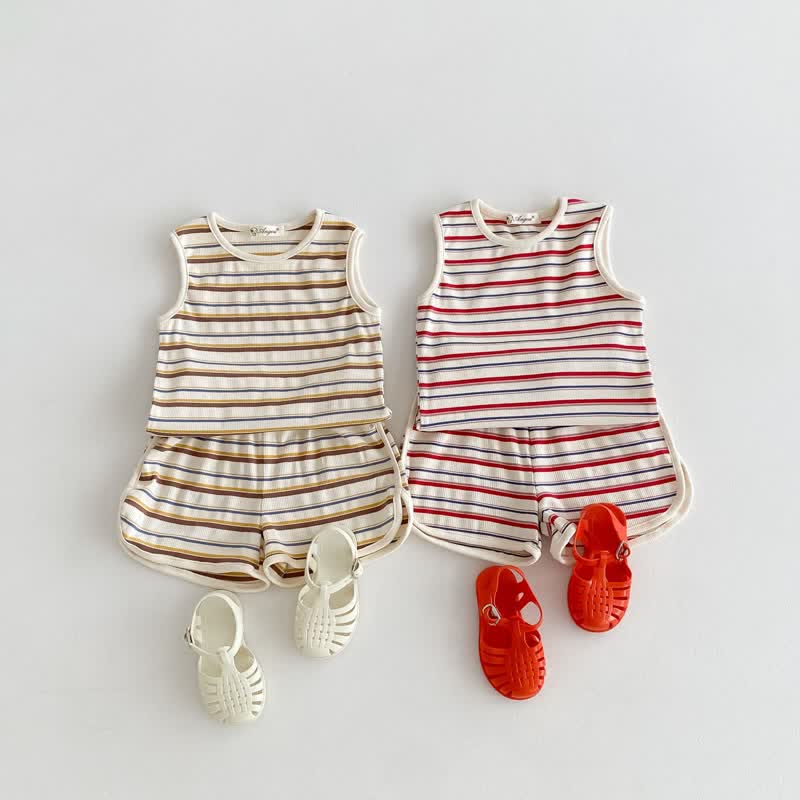 Toddler 2-Piece Casual Striped Sleeveless Set