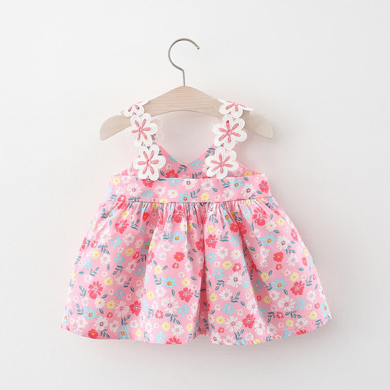 Baby Toddler Bow Flower Suspenders Dress