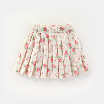 Toddler Girl Beige Retro Flower Skirt