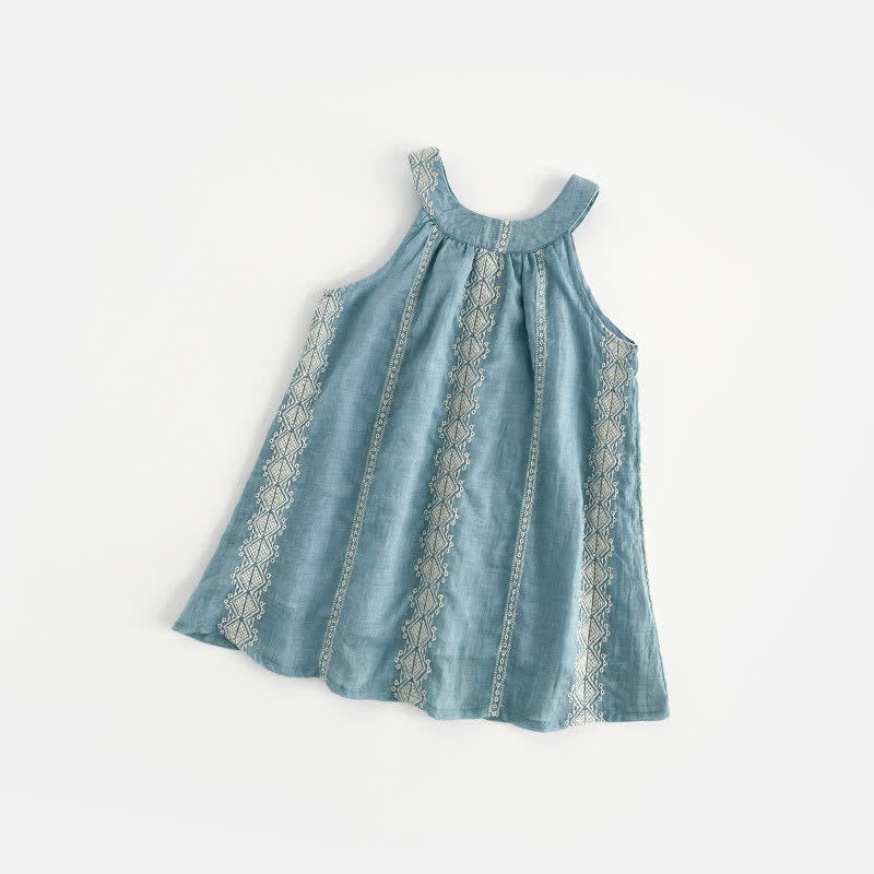 Toddler Ethnic Style Blue Halter Dress