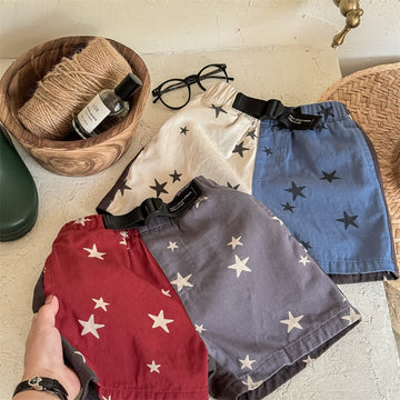 Toddler Decorative Belt Splicing Star Shorts