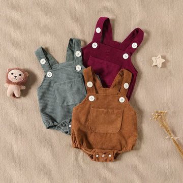 Baby Pocket Corduroy Solid Color Overalls