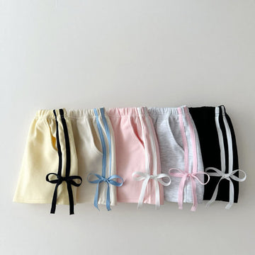 Toddler Vertical Striped Sweet Bow Shorts