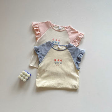 Toddler Tulip Sweet Ruffle Sleeves T-shirt