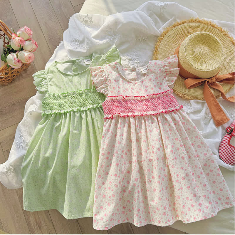 Toddler Flower Sweet Ruffle Sleeves Dress