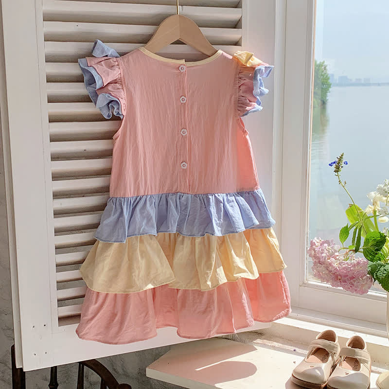 Toddler Sweet Layered Macaron Color Dress