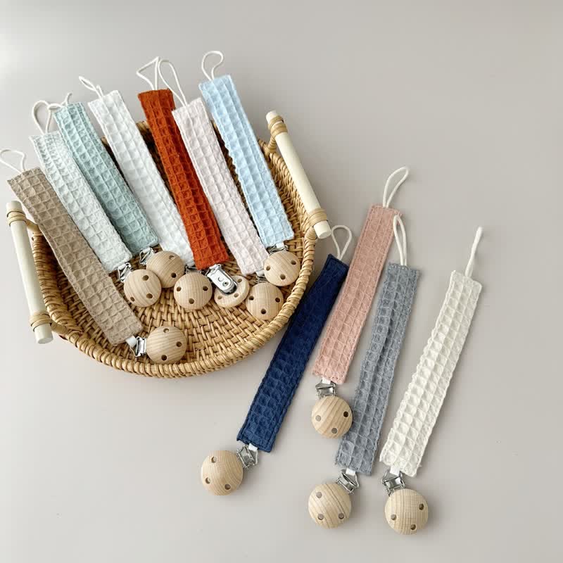 Baby Waffle Cotton Pacifier Clip