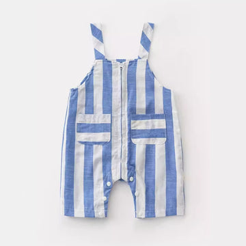 Baby Blue Striped Zip Lovely Overalls