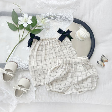 Baby 2-Piece Bows Plaid White Set