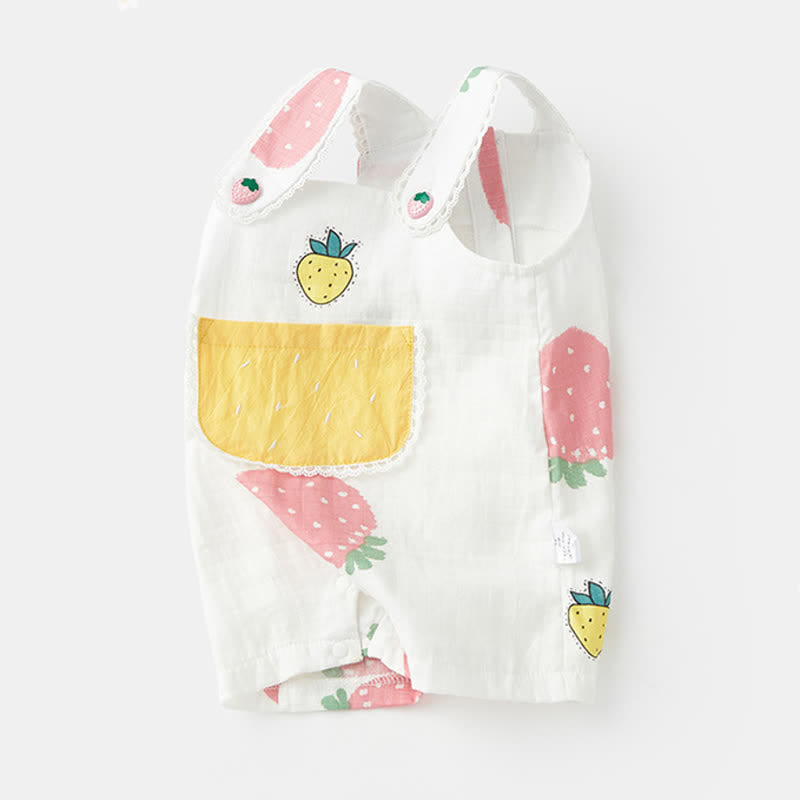 Baby Strawberry Pocket Cute Overalls