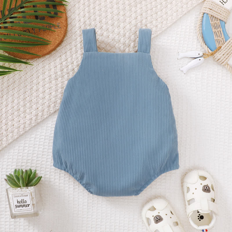 Baby Embroidered Shark Corduroy Blue Overalls