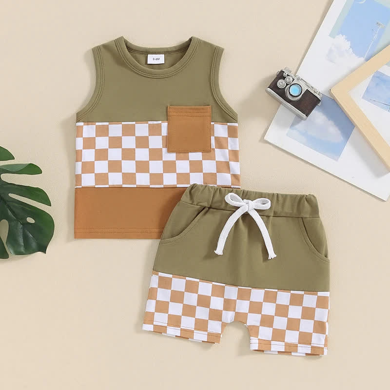 Baby 2-Piece Checkerboard Pocket Sweatsuit Set