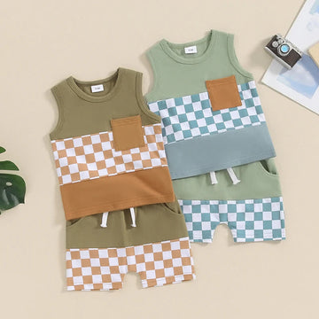 Baby 2-Piece Checkerboard Pocket Sweatsuit Set