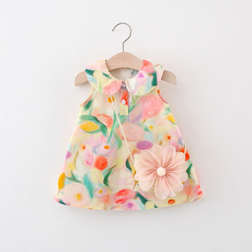 Toddler Multicolor Flower Dress with Bag