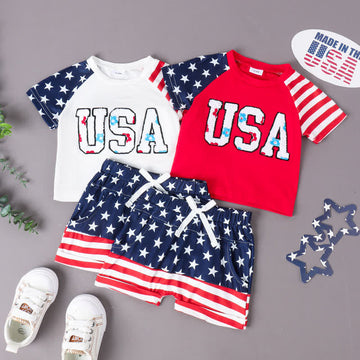USA Baby Boy 2-Piece Star Striped Set