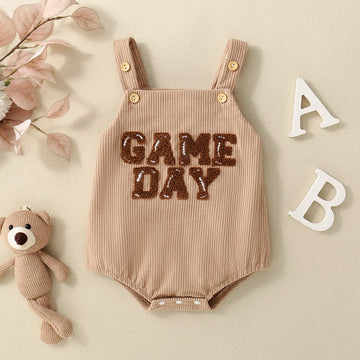 GAME DAY Baby Embroidered Corduroy Overalls