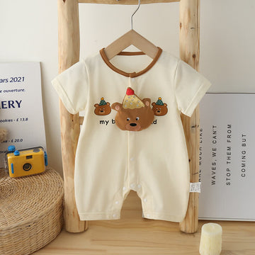 Baby Lovely Bear Slogan Beige Romper