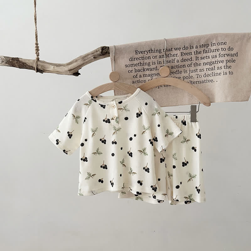 Toddler 2-Piece Mulberry Beige Pajamas Set