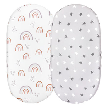 2 Pack Baby Rainbow Star Bassinet Sheet