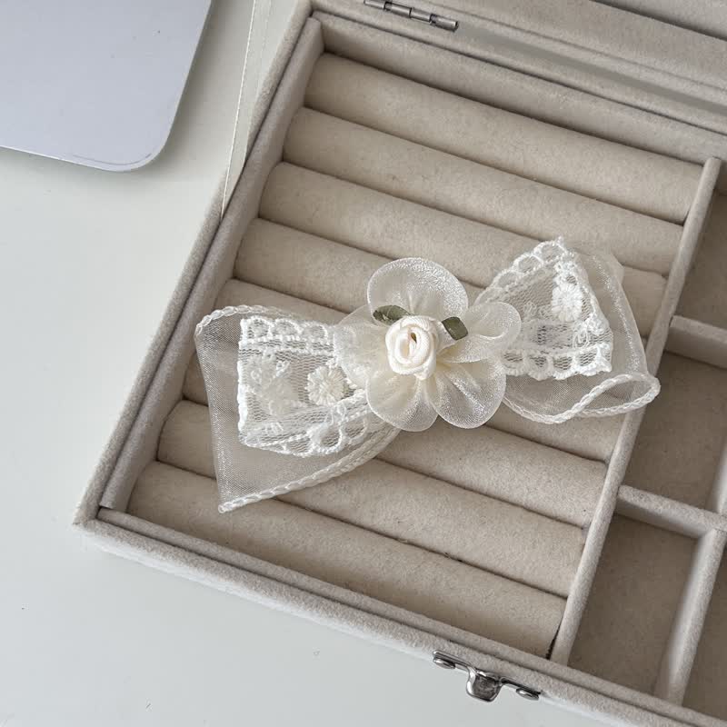 Baby Lace Camellia Bowknot Hair Clips