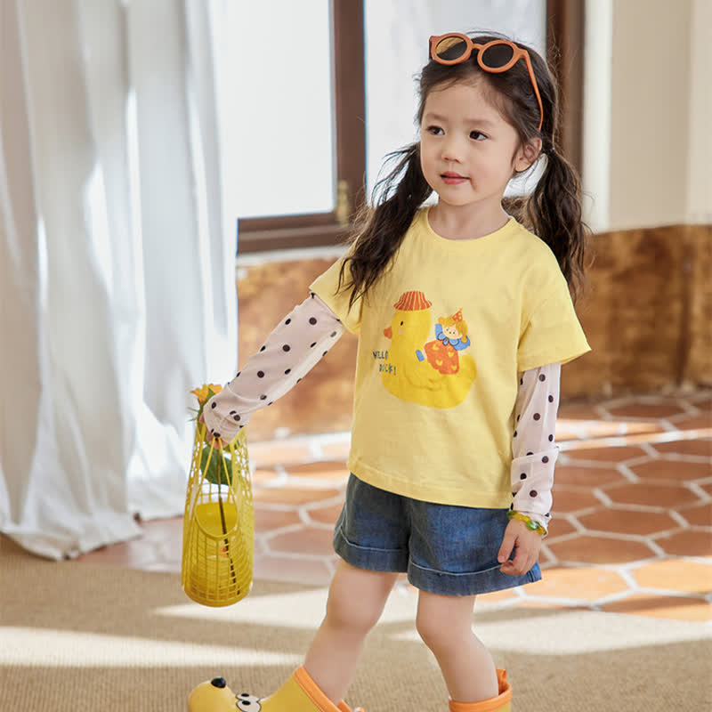 HELLO DUCK! Toddler Cartoon Yellow T-shirt