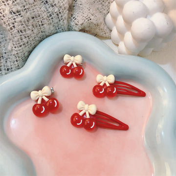 Baby Bow Red Cherry Hair Clips