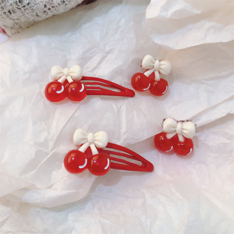 Baby Bow Red Cherry Hair Clips