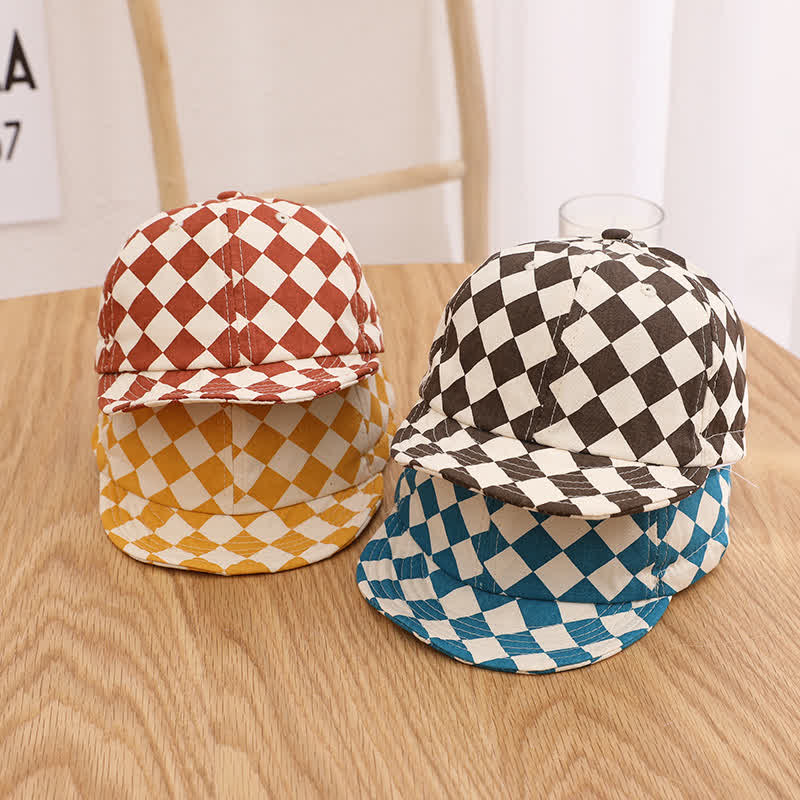 Baby Checkerboard Sun Peaked Cap