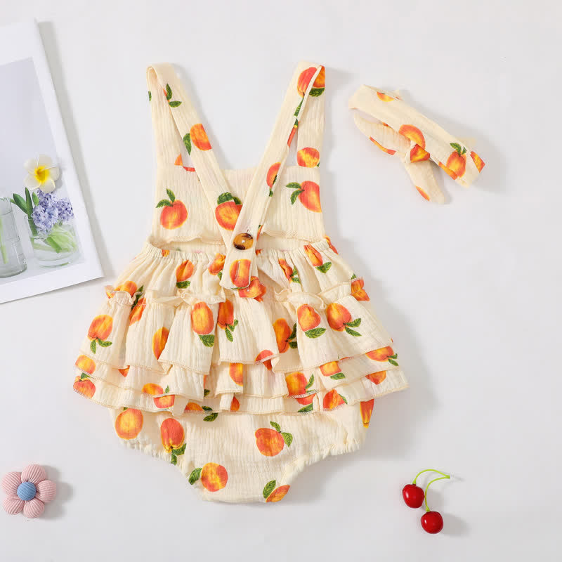 Baby Peach Apricot Overalls with Headband