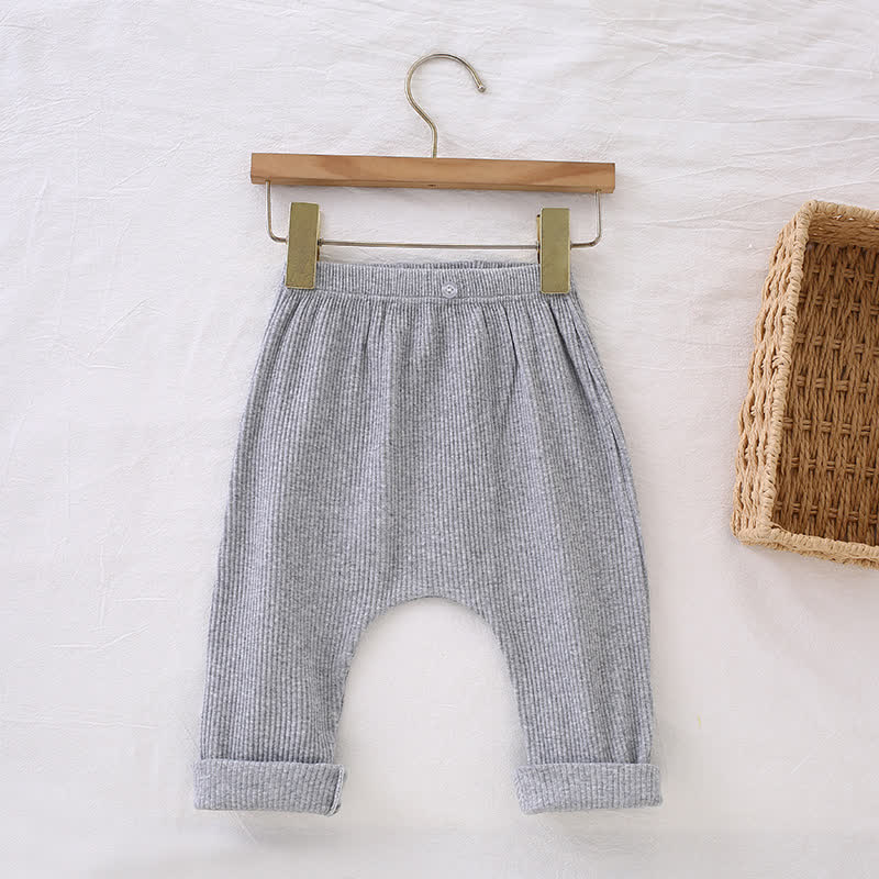 Baby Ribbed Solid Color Simple Pants