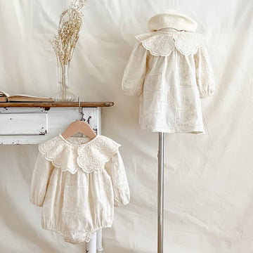 Baby Toddler Embroidered Flower Bodysuit Dress