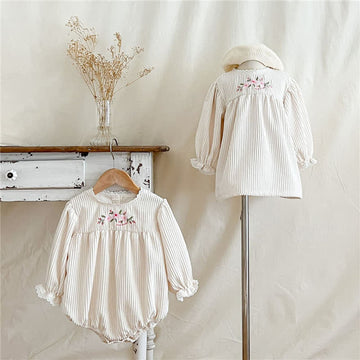 Baby Toddler Corduroy Flower Bodysuit Dress