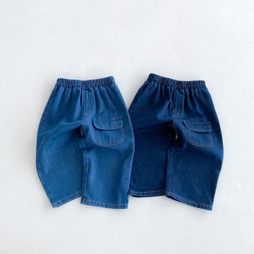 Toddler Pure Color Denim Pocket Pants