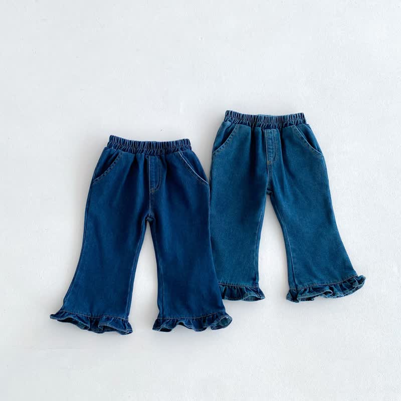 Toddler Solid Color Denim Flared Pants