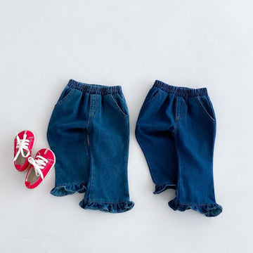 Toddler Solid Color Denim Flared Pants