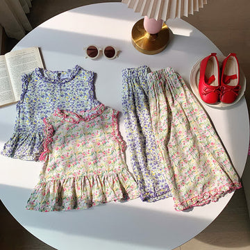 Toddler 2-Piece Loose Flower Sleeveless Set
