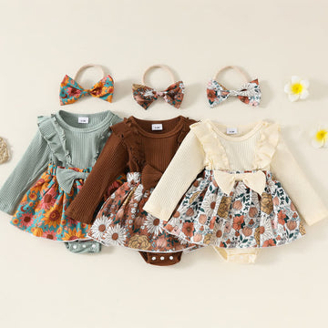 Baby Flower Ribbed Bodysuit with Headband